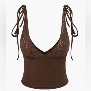 Micas Patchwork Lace Tie V-neck Cami